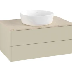 V&b antao servantskap 2 skuffer glatt 800x360x500 u/kranhull silkegrå/créme