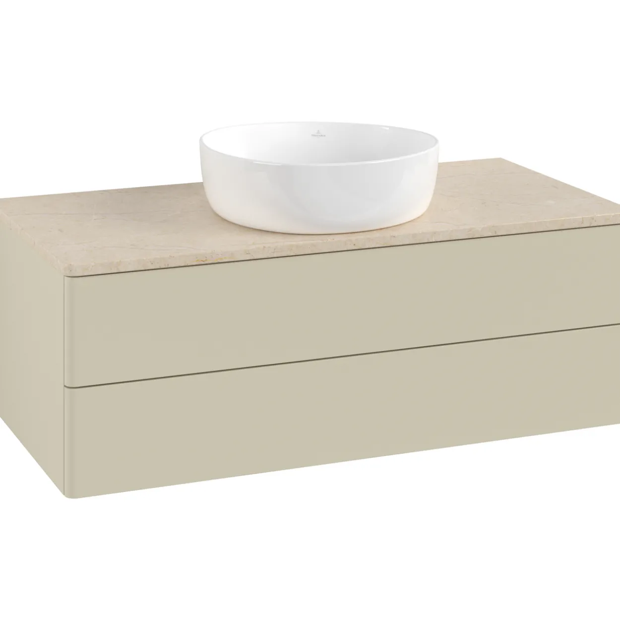 V&b antao servantskap 2 skuffer glatt 1000x360x500 u/kranhull silkegrå/créme