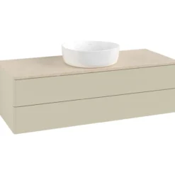 V&b antao servantskap 2 skuffer glatt 1200x360x500 u/kranhull silkegrå/créme