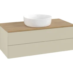 V&b antao servantskap 2 skuffer glatt 1000x360x500 u/kranhull silkegrå/eik
