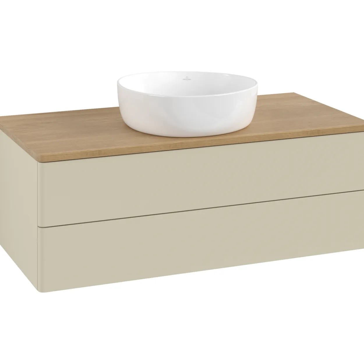 V&b antao servantskap 2 skuffer glatt 1000x360x500 u/kranhull silkegrå/eik