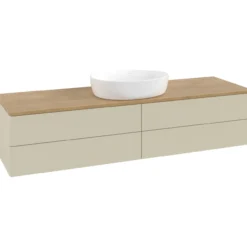 V&b antao servantskap 4 skuffer glatt 1600x360x500 u/kranhull silkegrå/eik