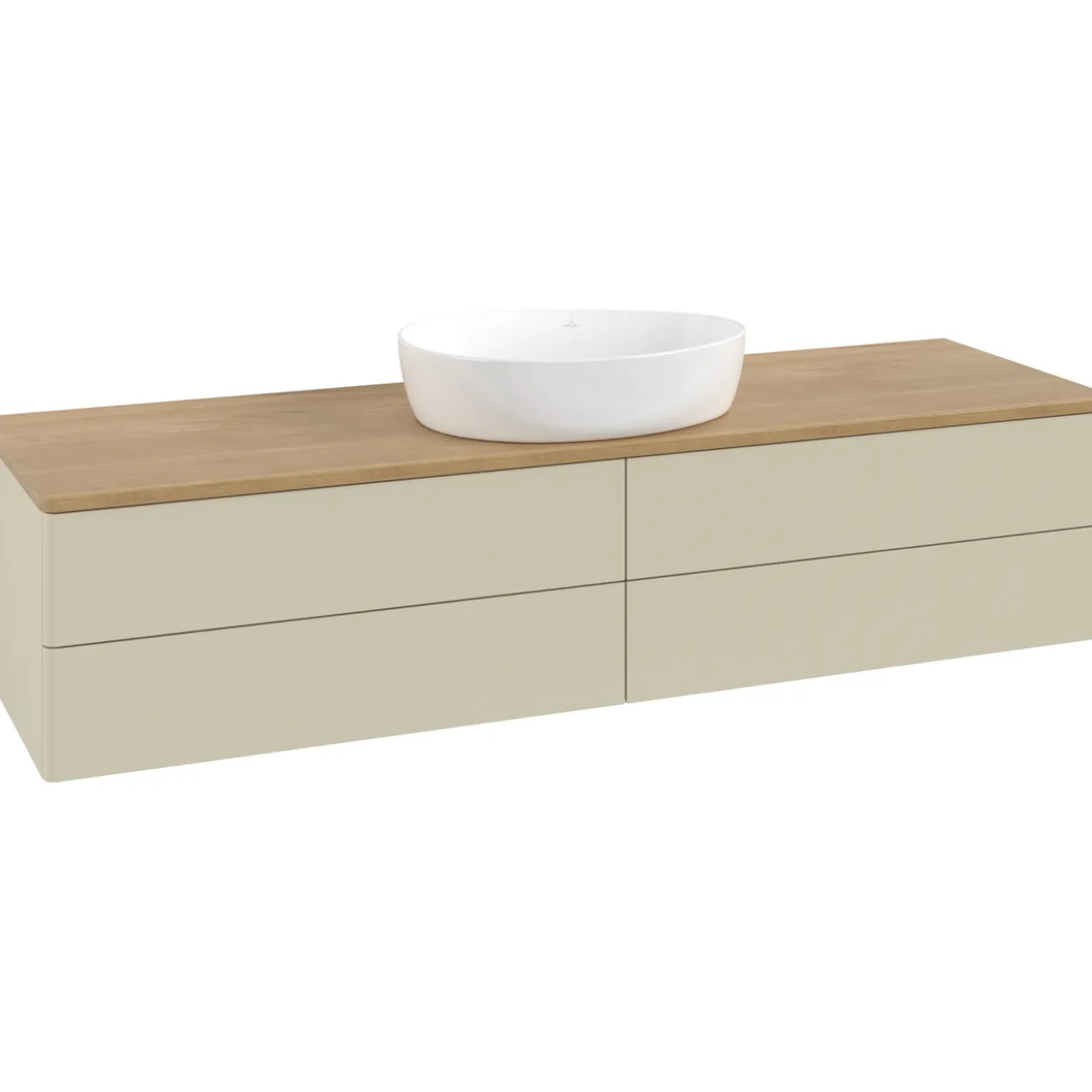 V&b antao servantskap 4 skuffer glatt 1600x360x500 u/kranhull silkegrå/eik