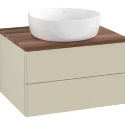 V&b antao servantskap 2 skuffer glatt 600x360x500 u/kranhull silkegrå/valnøtt