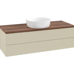 V&b antao servantskap 2 skuffer glatt 1200x360x500 u/kranhull silkegrå/valnøtt