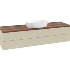 V&b antao servantskap 4 skuffer glatt 1600x360x500 u/kranhull silkegrå/valnøtt