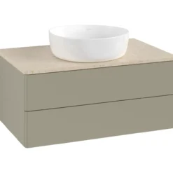 V&b antao servantskap 2 skuffer glatt 800x360x500 u/kranhull stengrå/créme