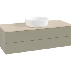 V&b antao servantskap 2 skuffer glatt 1200x360x500 u/kranhull stengrå/créme