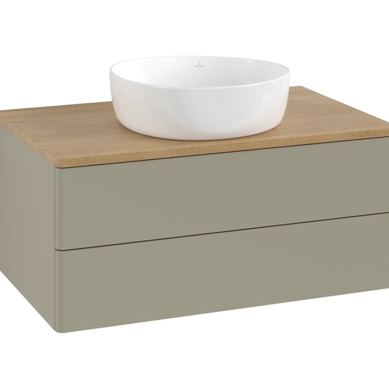 V&b antao servantskap 2 skuffer glatt 800x360x500 u/kranhull stengrå/eik