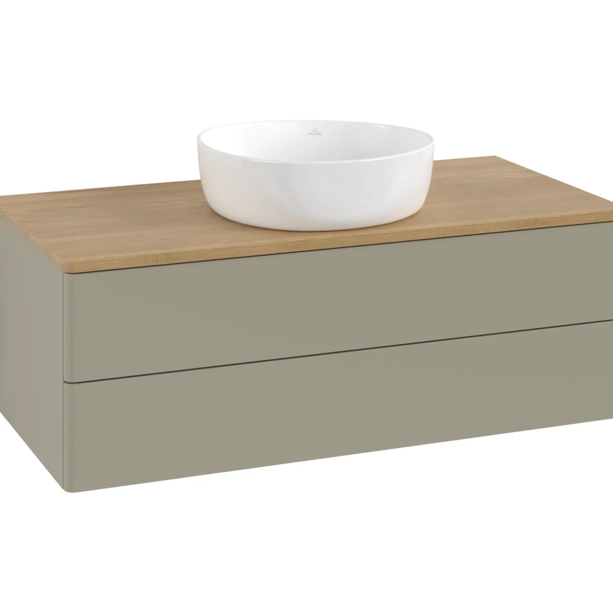V&b antao servantskap 2 skuffer glatt 1000x360x500 u/kranhull stengrå/eik