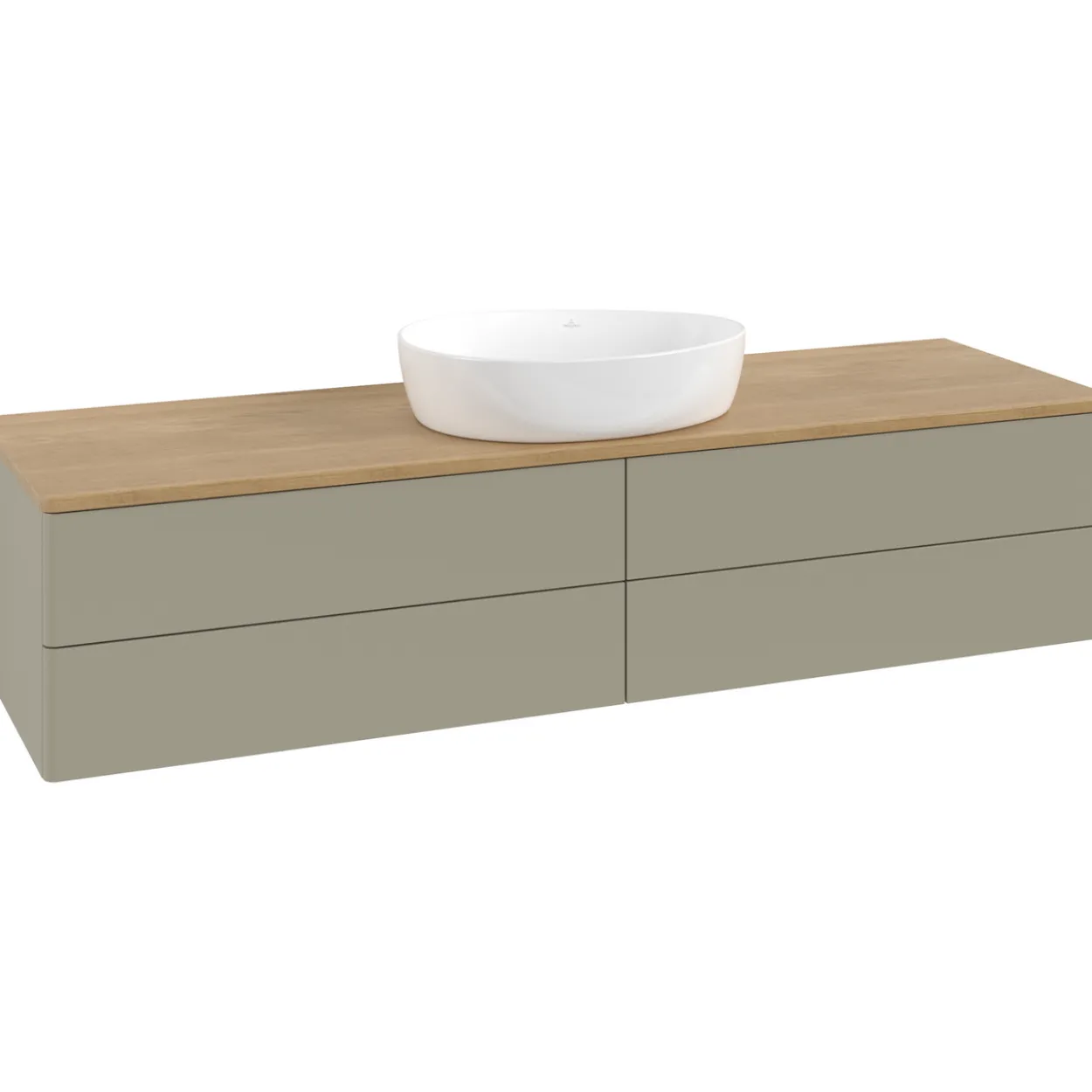 V&b antao servantskap 4 skuffer glatt 1600x360x500 u/kranhull stengrå/eik