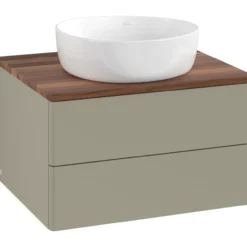 V&b antao servantskap 2 skuffer glatt 600x360x500 u/kranhull stengrå/valnøtt