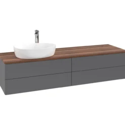 V&b antao servantskap 4 skuffer glatt 1600x360x500 venstre m/kranhull antrasitt/valnøtt
