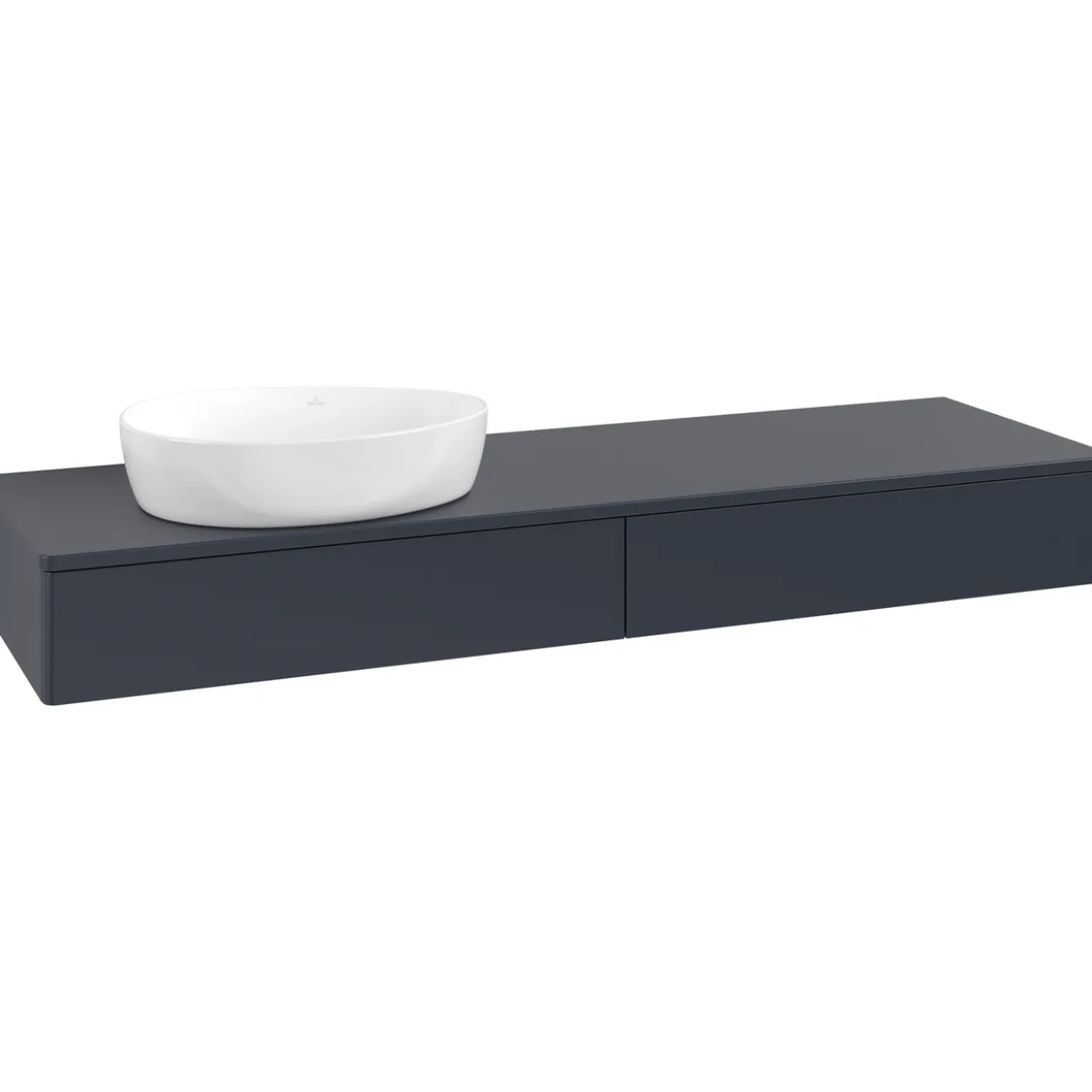 V&b antao servantskap 2 skuffer glatt 1600x190x500 venstre m/kranhull blå