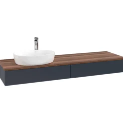 V&b antao servantskap 2 skuffer glatt 1600x190x500 venstre m/kranhull blå/valnøtt