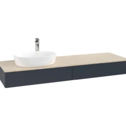 V&b antao servantskap 2 skuffer glatt 1600x190x500 venstre m/kranhull blå/créme