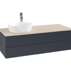 V&b antao servantskap 2 skuffer glatt 1200x360x500 venstre m/kranhull blå/créme