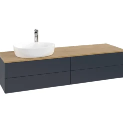 V&b antao servantskap 4 skuffer glatt 1600x360x500 venstre m/kranhull blå/eik