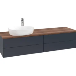 V&b antao servantskap 4 skuffer glatt 1600x360x500 venstre m/kranhull blå/valnøtt