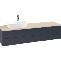 V&b antao servantskap 4 skuffer glatt 1600x360x500 venstre m/kranhull blå/créme