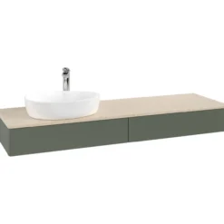 V&b antao servantskap 2 skuffer glatt 1600x190x500 venstre m/kranhull grønn/créme