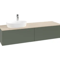 V&b antao servantskap 2 skuffer glatt 1600x360x500 venstre m/kranhull grønn/créme