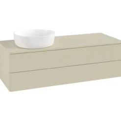 V&b antao servantskap 2 skuffer glatt 1200x360x500 venstre m/kranhull silkegrå