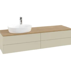 V&b antao servantskap 4 skuffer glatt 1600x360x500 venstre m/kranhull silkegrå/eik