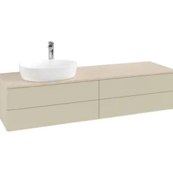 V&b antao servantskap 4 skuffer glatt 1600x360x500 venstre m/kranhull silkegrå/créme