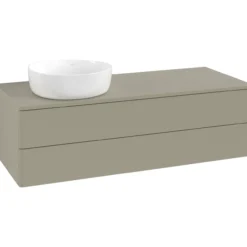 V&b antao servantskap 2 skuffer glatt 1200x360x500 venstre m/kranhull stengrå