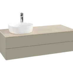V&b antao servantskap 2 skuffer glatt 1200x360x500 venstre m/kranhull stengrå/créme