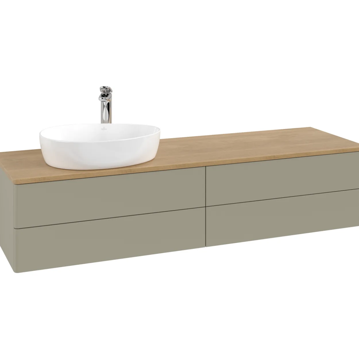 V&b antao servantskap 4 skuffer glatt 1600x360x500 venstre m/kranhull stengrå/eik