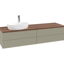 V&b antao servantskap 4 skuffer glatt 1600x360x500 venstre m/kranhull stengrå/valnøtt