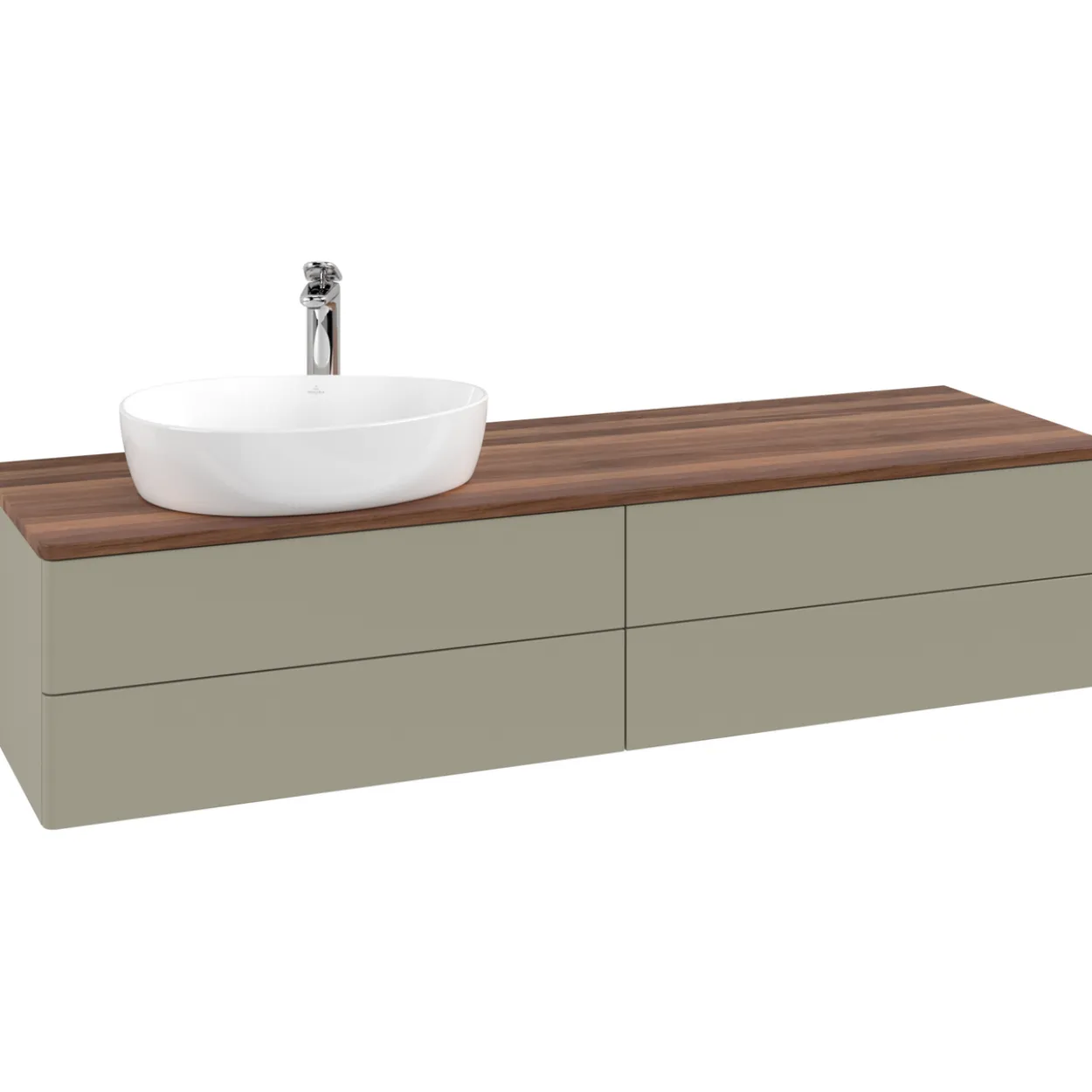 V&b antao servantskap 4 skuffer glatt 1600x360x500 venstre m/kranhull stengrå/valnøtt