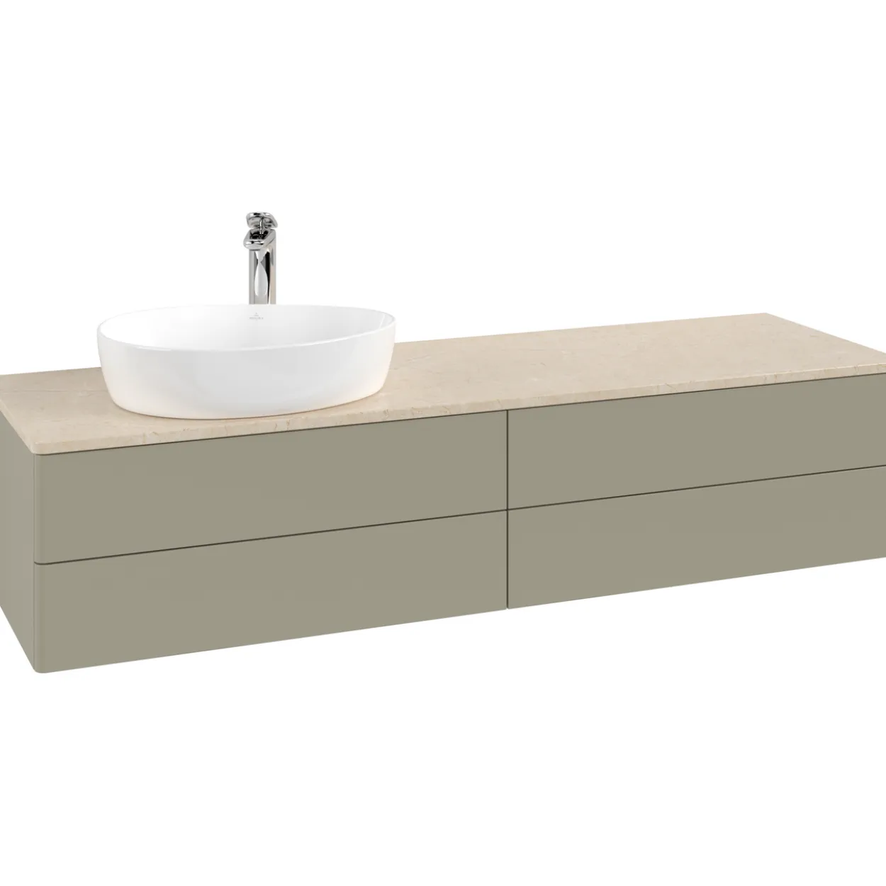 V&b antao servantskap 4 skuffer glatt 1600x360x500 venstre m/kranhull stengrå/créme