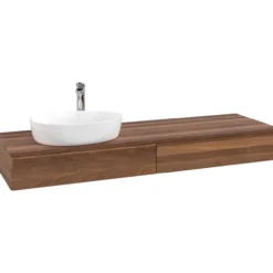 V&b antao servantskap 2 skuffer glatt 1600x190x500 venstre m/kranhull valnøtt/valnøtt