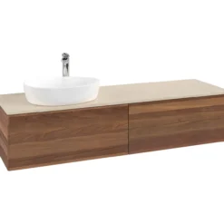 V&b antao servantskap 2 skuffer glatt 1600x360x500 venstre m/kranhull valnøtt/créme
