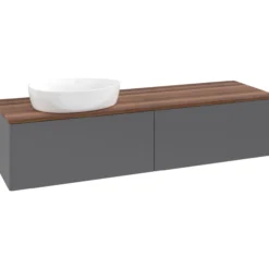 V&b antao servantskap 2 skuffer glatt 1600x360x500 venstre u/kranhull antrasitt/valnøtt