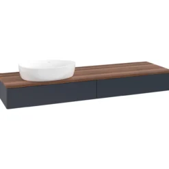 V&b antao servantskap 2 skuffer glatt 1600x190x500 venstre u/kranhull blå/valnøtt