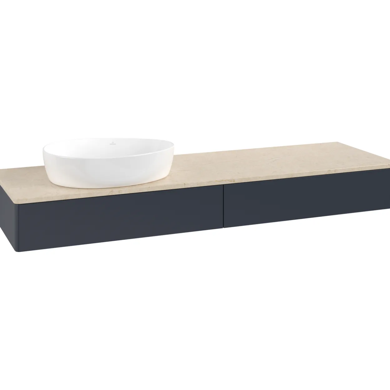 V&b antao servantskap 2 skuffer glatt 1600x190x500 venstre u/kranhull blå/créme