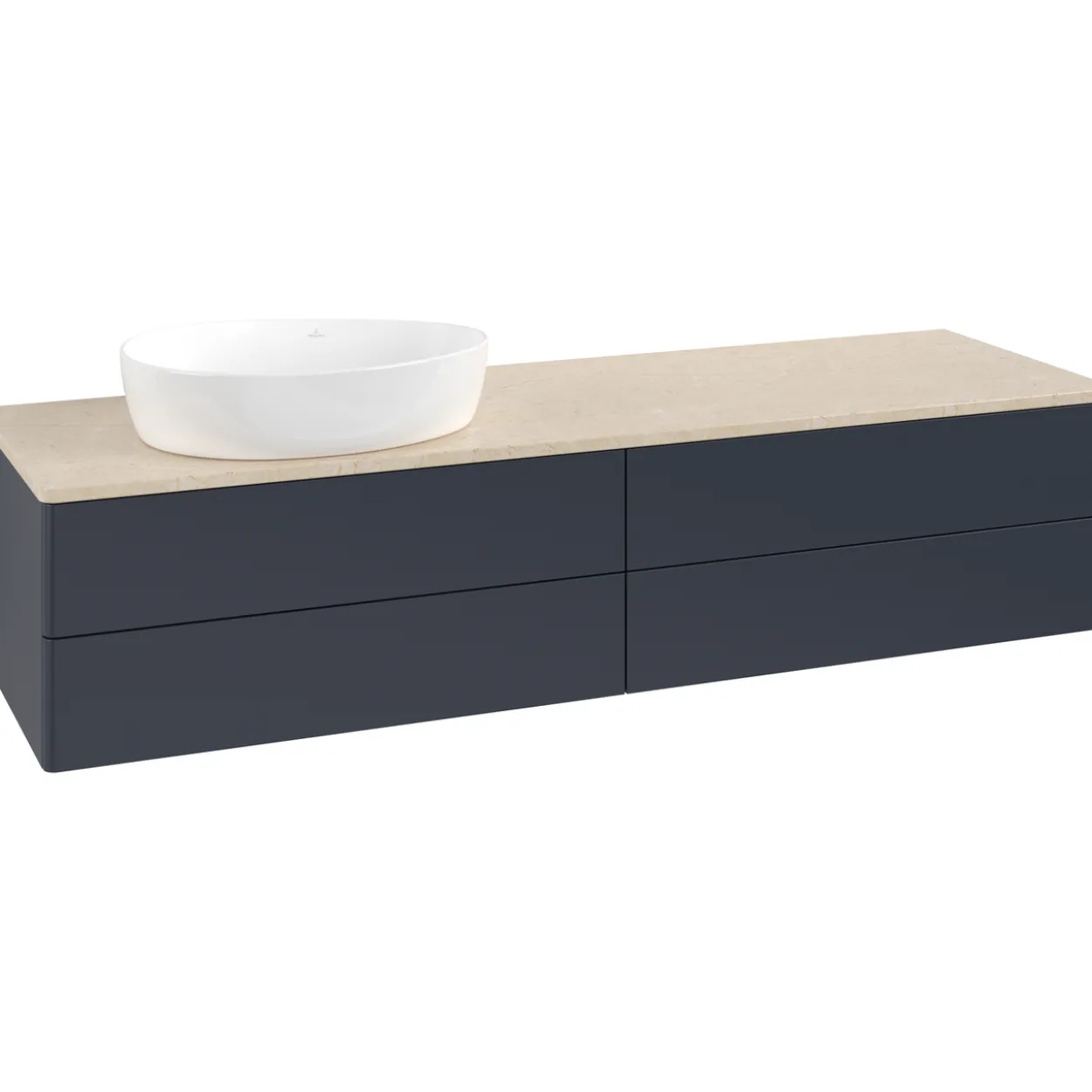 V&b antao servantskap 4 skuffer glatt 1600x360x500 venstre u/kranhull blå/créme