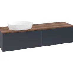 V&b antao servantskap 2 skuffer glatt 1600x360x500 venstre u/kranhull blå/valnøtt