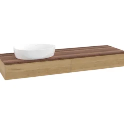 V&b antao servantskap 2 skuffer glatt 1600x190x500 venstre u/kranhull eik/valnøtt