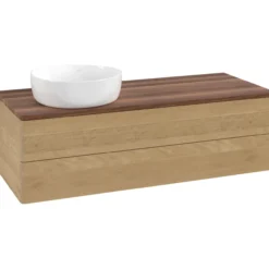 V&b antao servantskap 2 skuffer glatt 1200x360x500 venstre u/kranhull eik/valnøtt