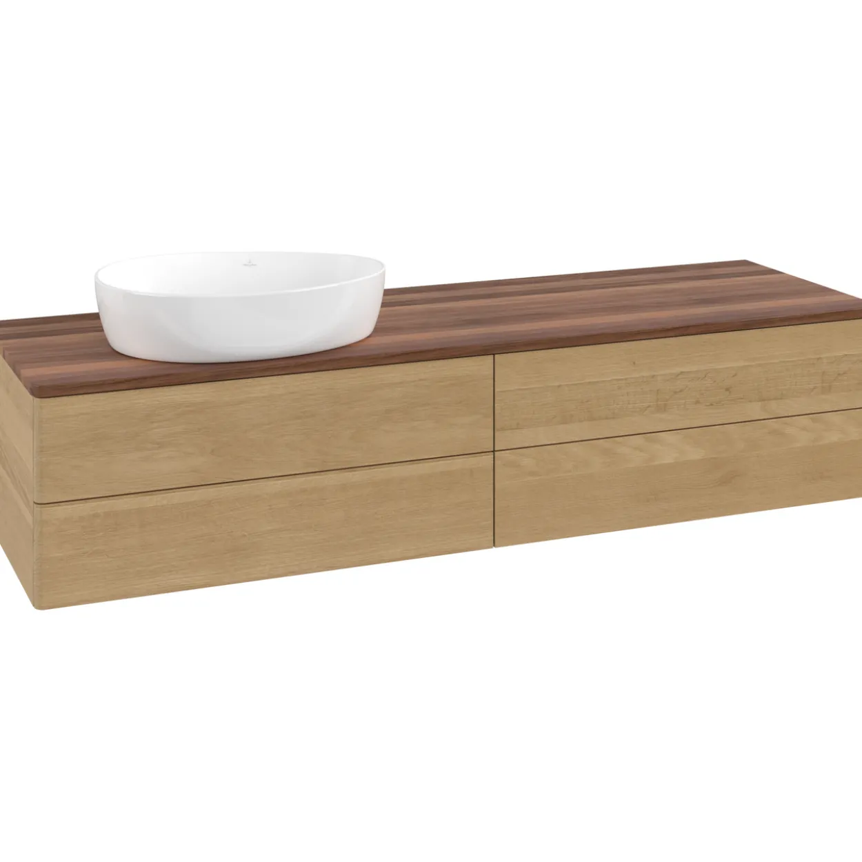 V&b antao servantskap 4 skuffer glatt 1600x360x500 venstre u/kranhull eik/valnøtt