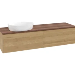 V&b antao servantskap 2 skuffer glatt 1600x360x500 venstre u/kranhull eik/valnøtt