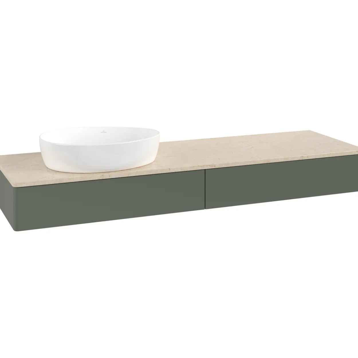 V&b antao servantskap 2 skuffer glatt 1600x190x500 venstre u/kranhull grønn/créme