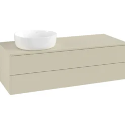 V&b antao servantskap 2 skuffer glatt 1200x360x500 venstre u/kranhull silkegrå