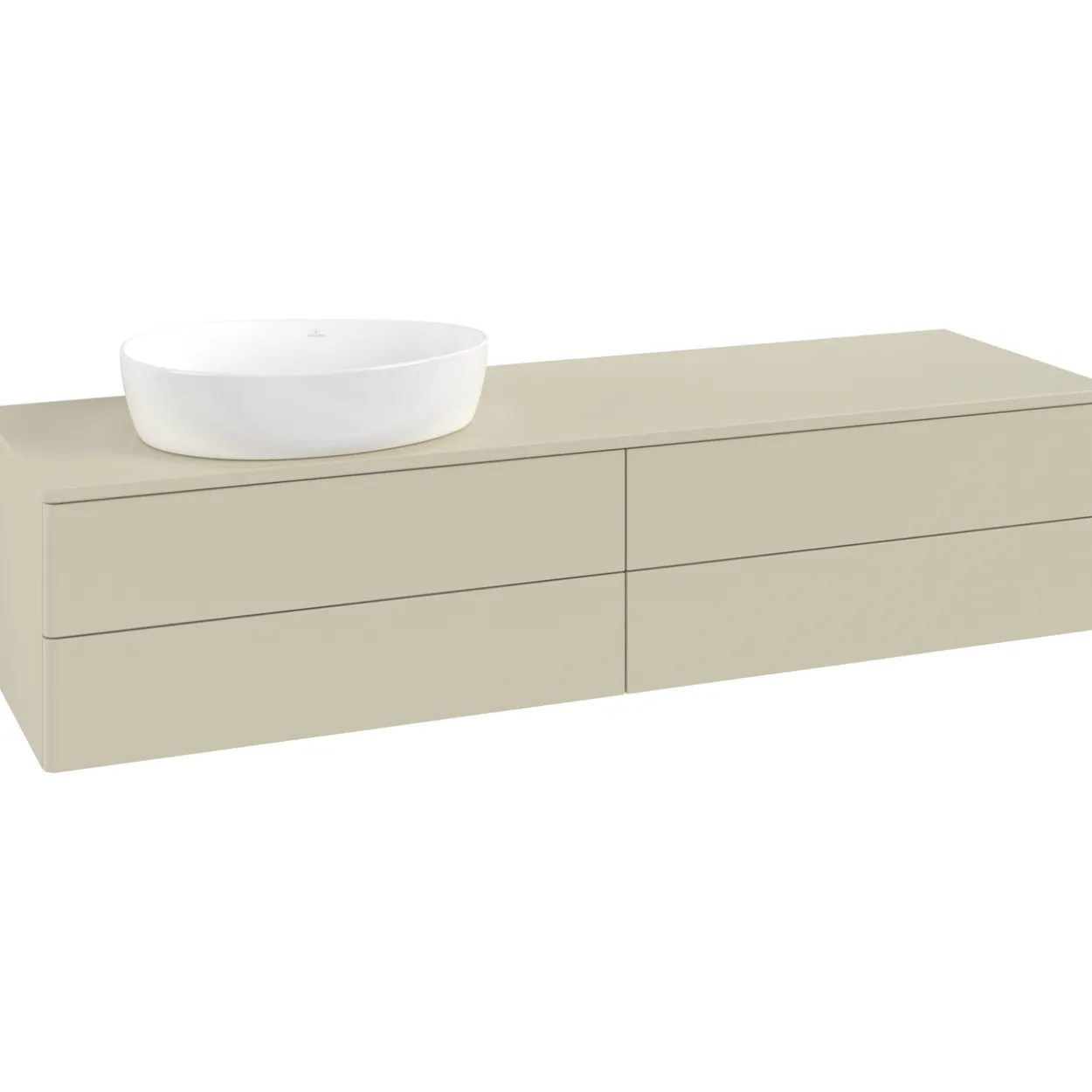 V&b antao servantskap 4 skuffer glatt 1600x360x500 venstre u/kranhull silkegrå