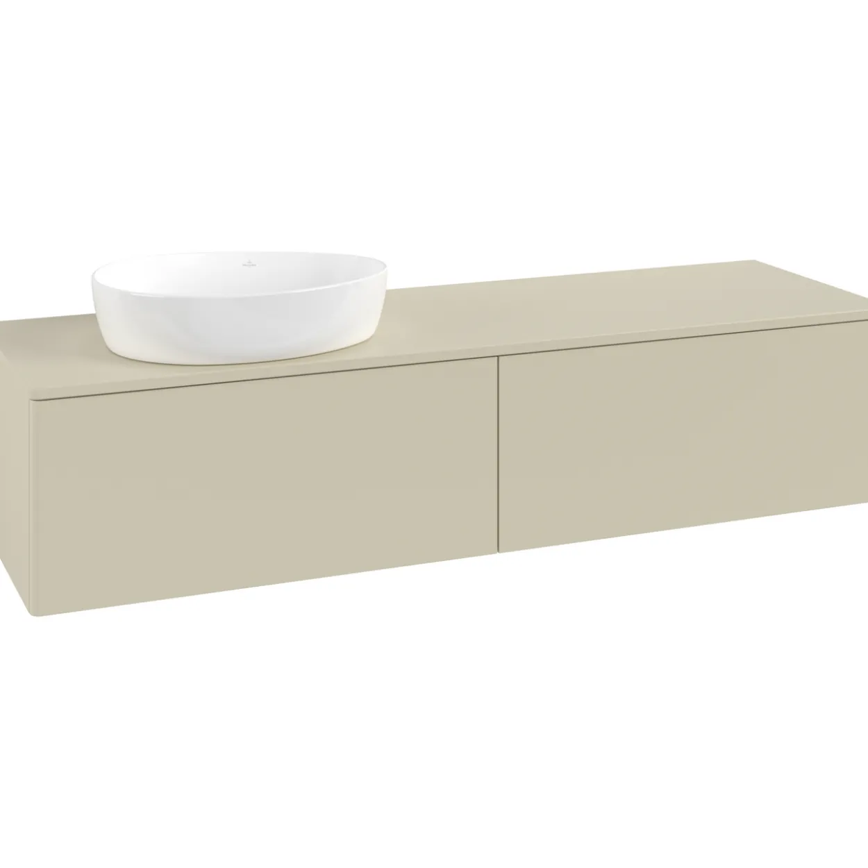 V&b antao servantskap 2 skuffer glatt 1600x360x500 venstre u/kranhull silkegrå
